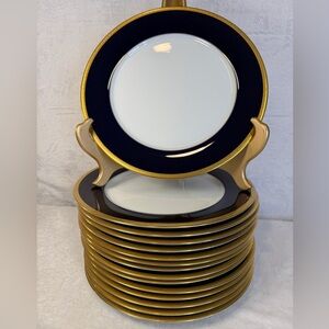 Set Of 2 Noritake Legacy Valhalla Cobalt Blue Gold Trim 10.5” Dinner Plates